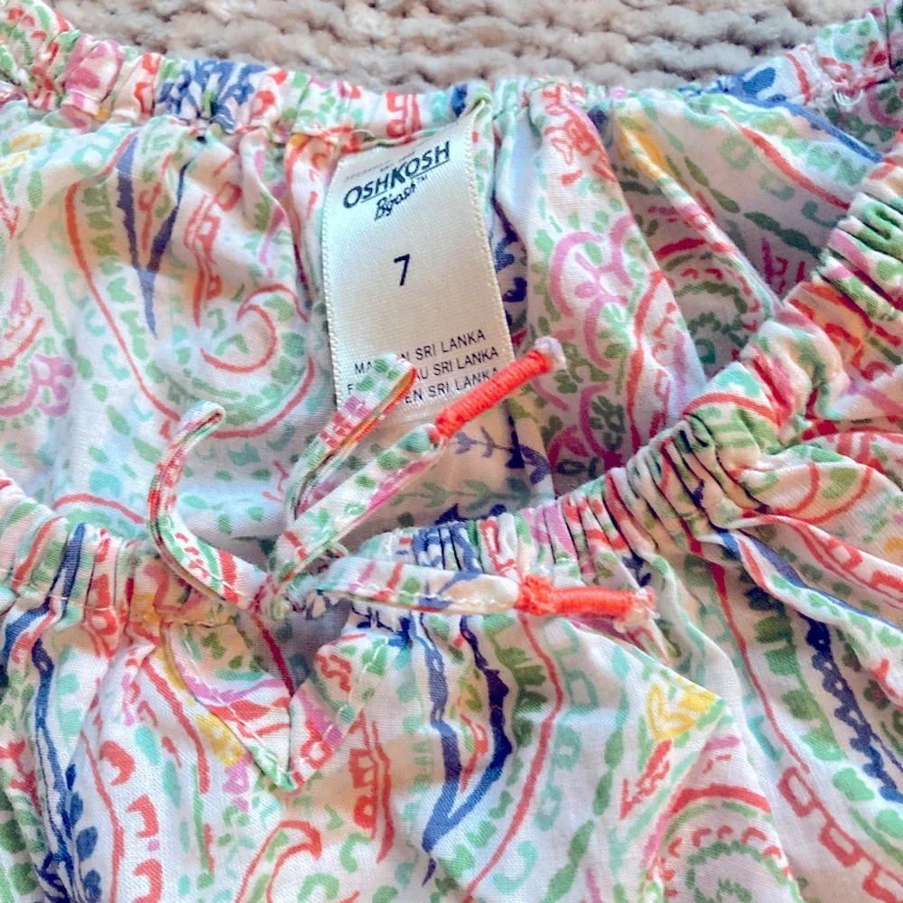 OshKosh B’Gosh Girls Paisley Peasant Blouse Size‎ 7 Pastel Boho Top